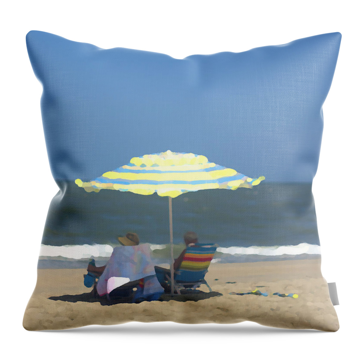 Chesapeake Bay Couple Throw Pillow featuring the photograph Relaxing On The Chesapeake Bay VA Beach by Suzanne Powers