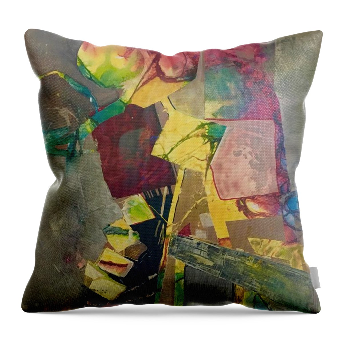 This Is The Junction Where A Thought Is Transferring And Becoming A Manifestation. There Is Considerable Tension At This Point. Throw Pillow featuring the painting Relay the force Pattern by Carole Johnson