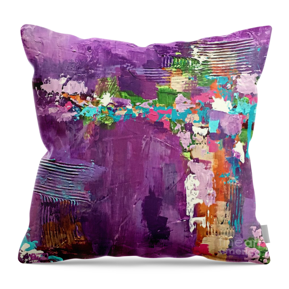 Purple Throw Pillow featuring the painting Release by Mary Mirabal