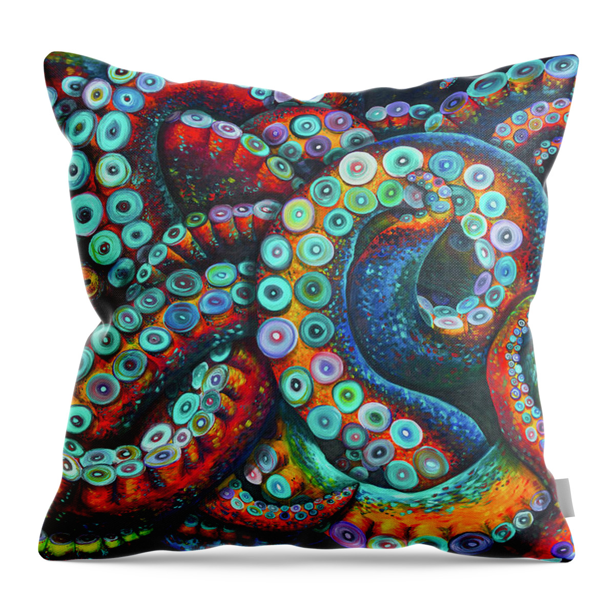 Octopus Throw Pillow featuring the painting Release Me by Madeline Dillner