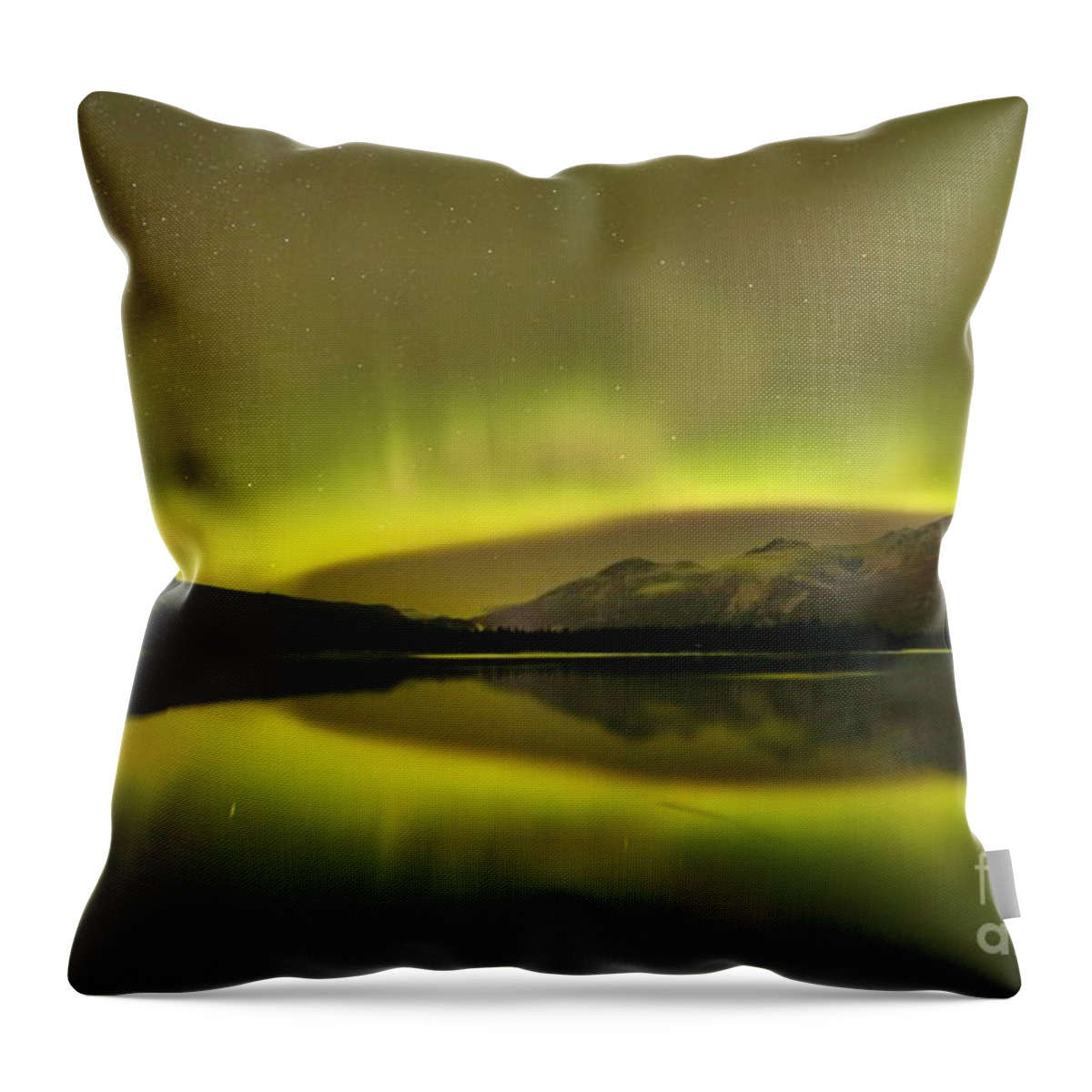 Canadian Northern Lights Throw Pillow featuring the photograph Relfections Of The Aurora Borealis by Adam Jewell