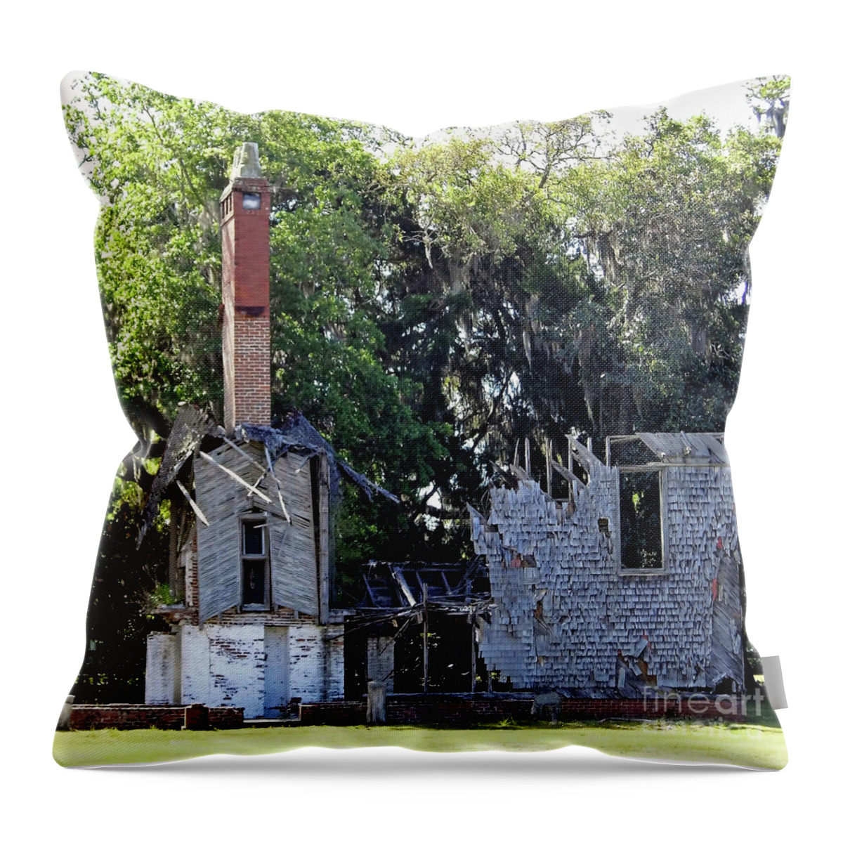 Ruin Throw Pillow featuring the photograph Remains Of The Guest House by D Hackett
