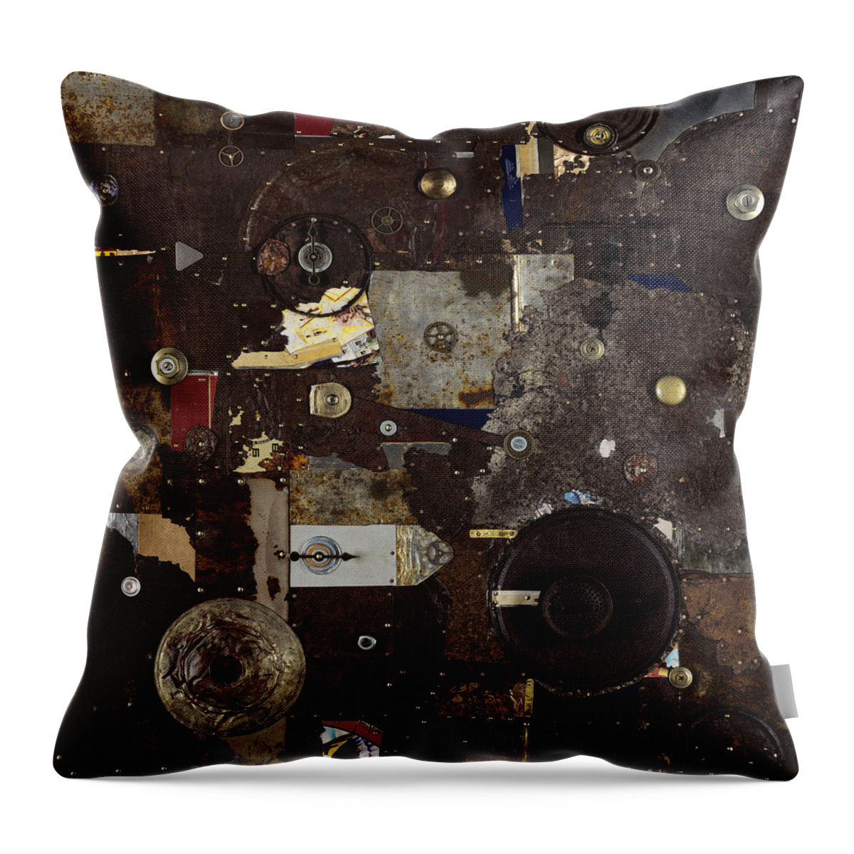 Metal Abstract Throw Pillow featuring the painting Remains to be Seen by Bob Coonts
