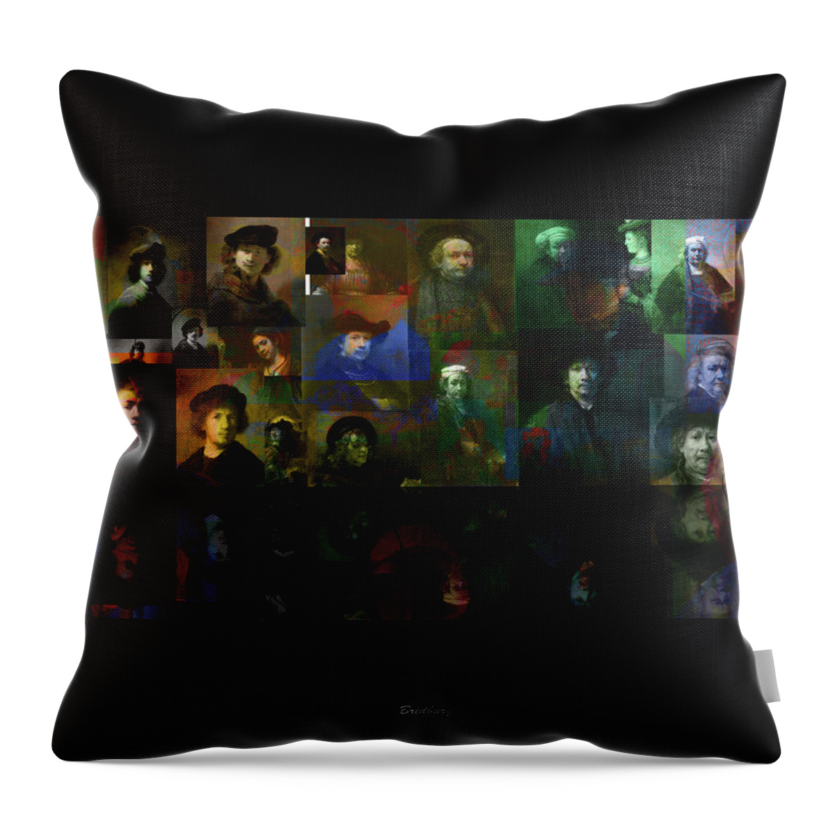Abstract In The Living Room Throw Pillow featuring the digital art Rembrandt and Colors by van Gogh by David Bridburg
