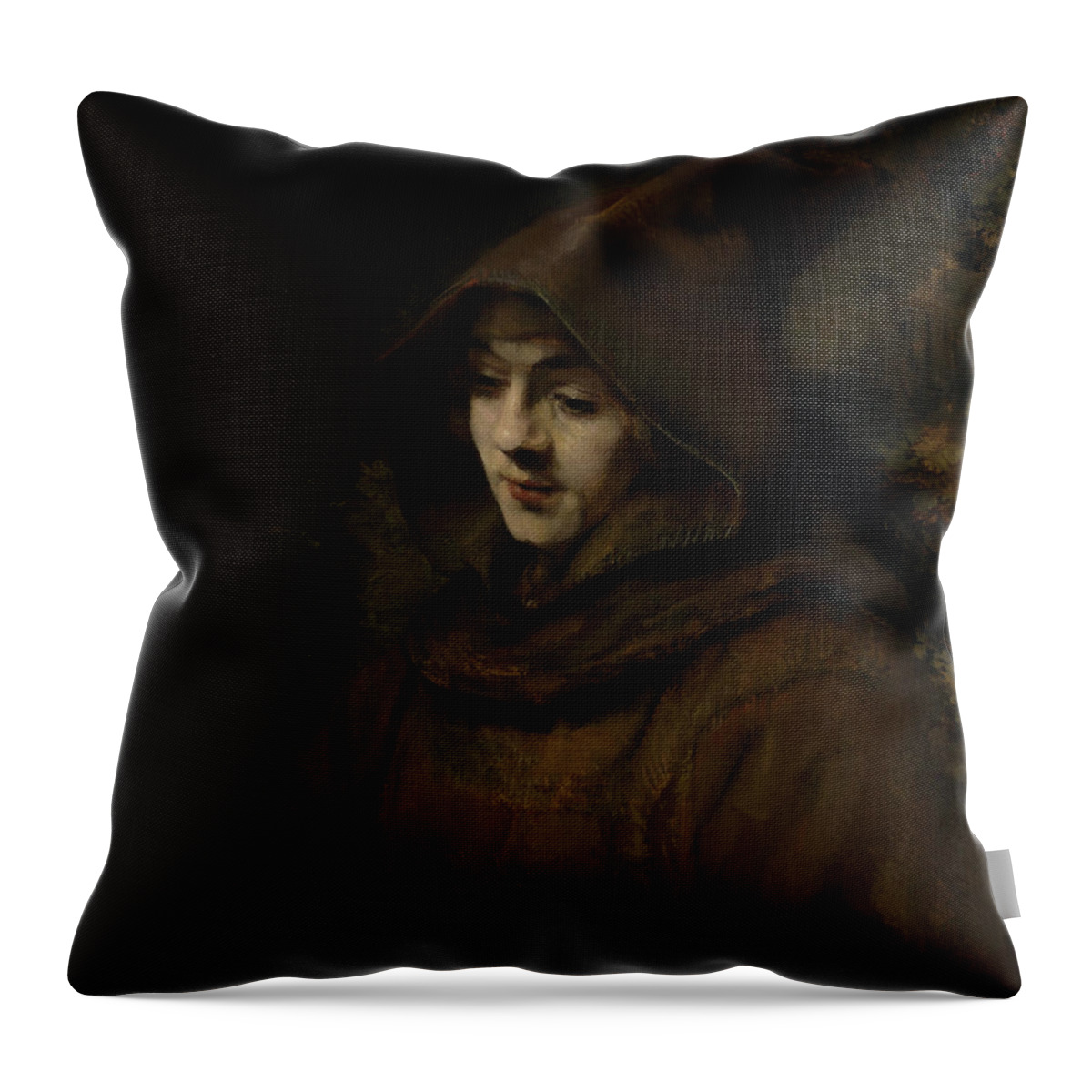 Painting Throw Pillow featuring the painting Rembrandt's Son Titus in a Monk's Habit by Mountain Dreams