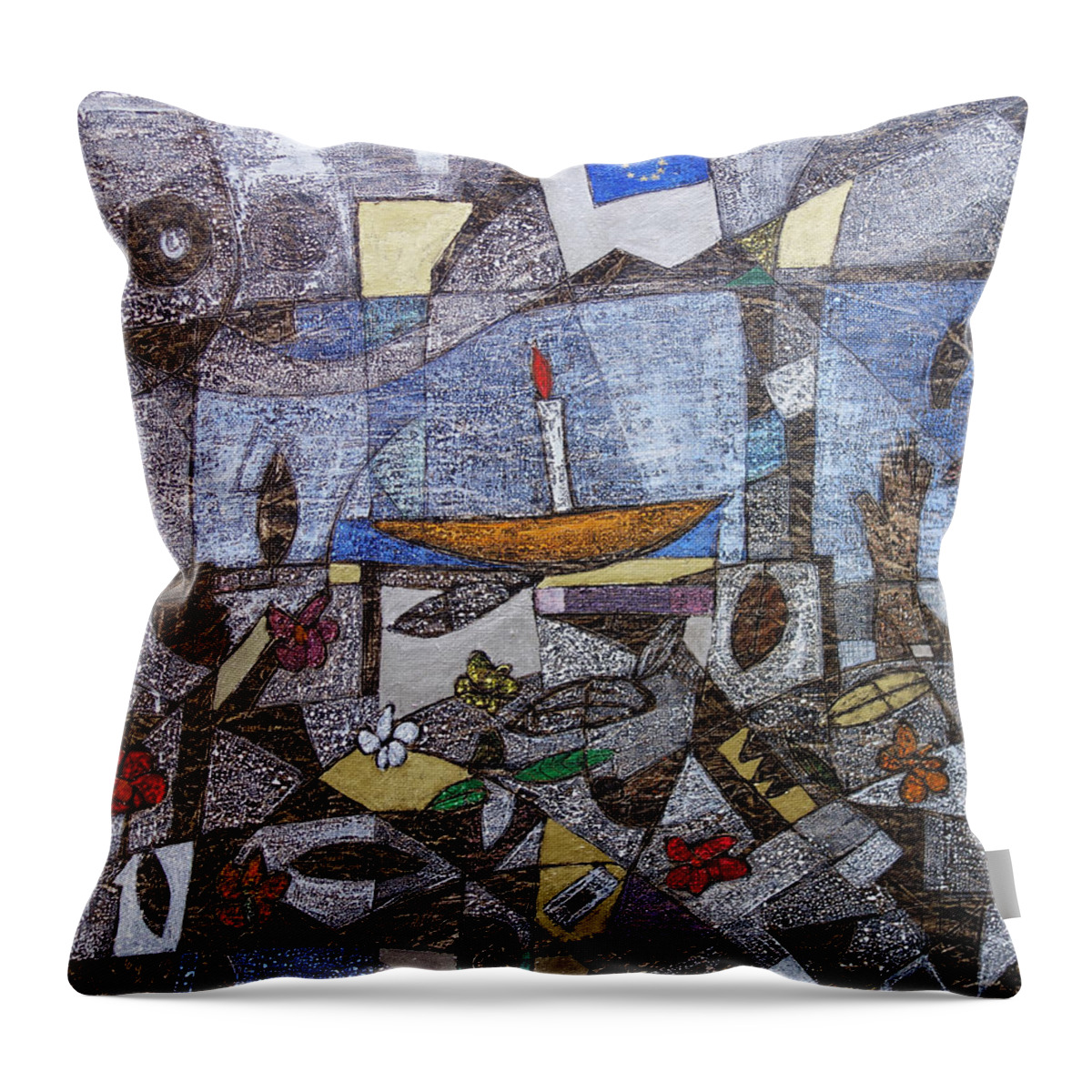 Migration Criss Throw Pillow featuring the painting Remembering Dreamers by Ronex Ahimbisibwe
