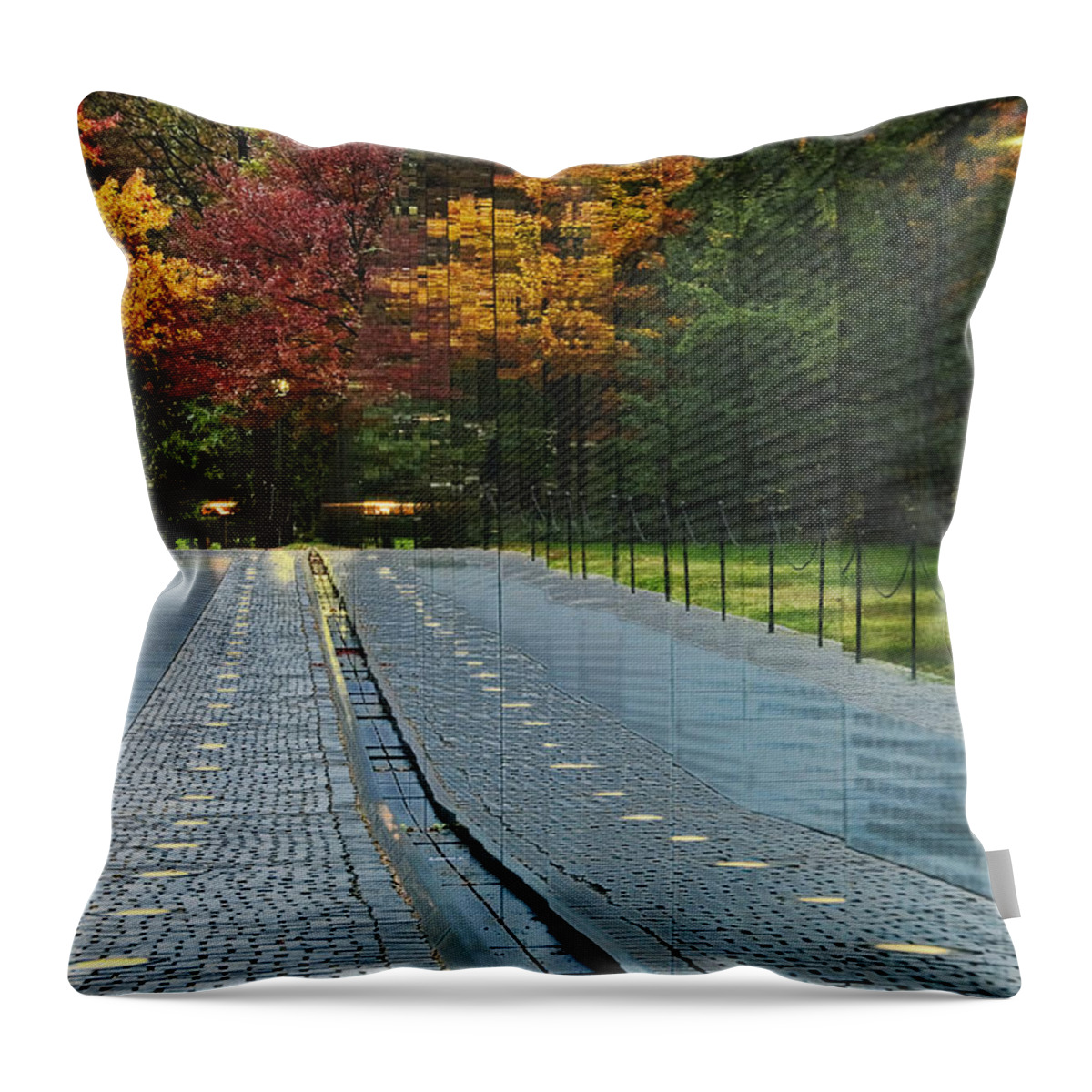 Vietnam Memorial Wall Throw Pillow featuring the photograph Remembrance by Dan McGeorge