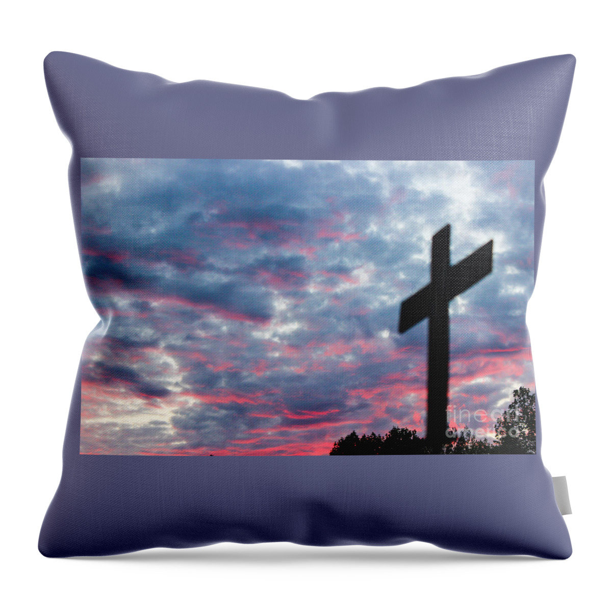 The Cross Form Set Against Turbulent Skies Reminds Us Of The Day Christ Gave It All Up For Us. Throw Pillow featuring the photograph Reminded by Robin Coaker