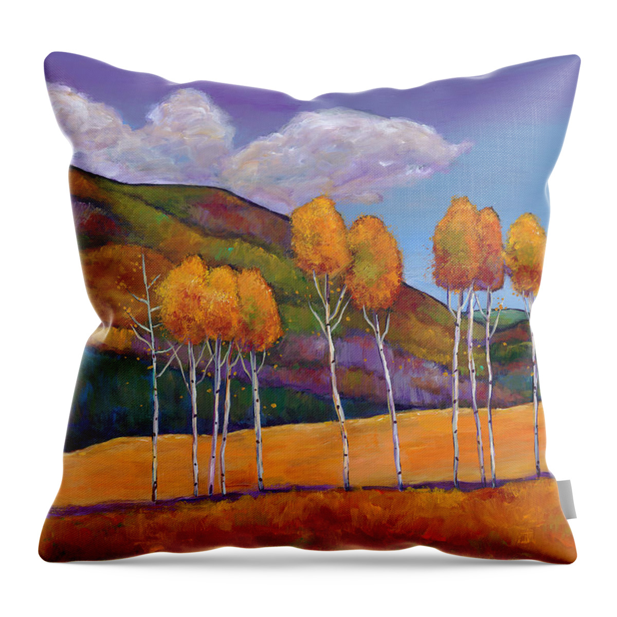 Autumn Aspen Throw Pillow featuring the painting Reminiscing by Johnathan Harris