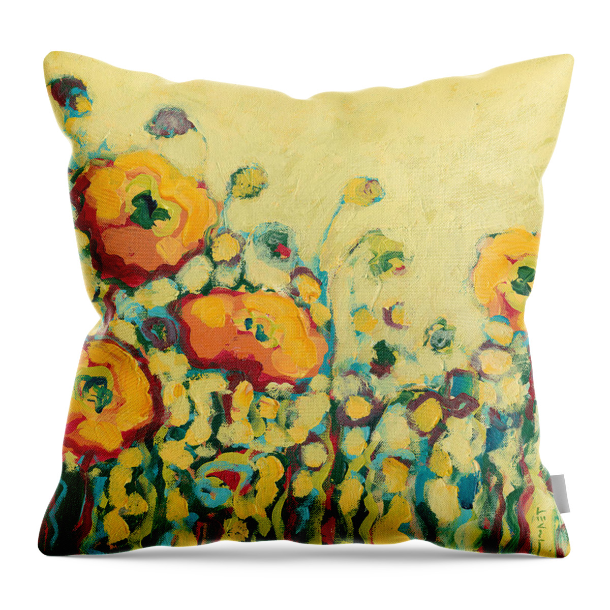 Floral Throw Pillow featuring the painting Reminiscing on a Summer Day by Jennifer Lommers