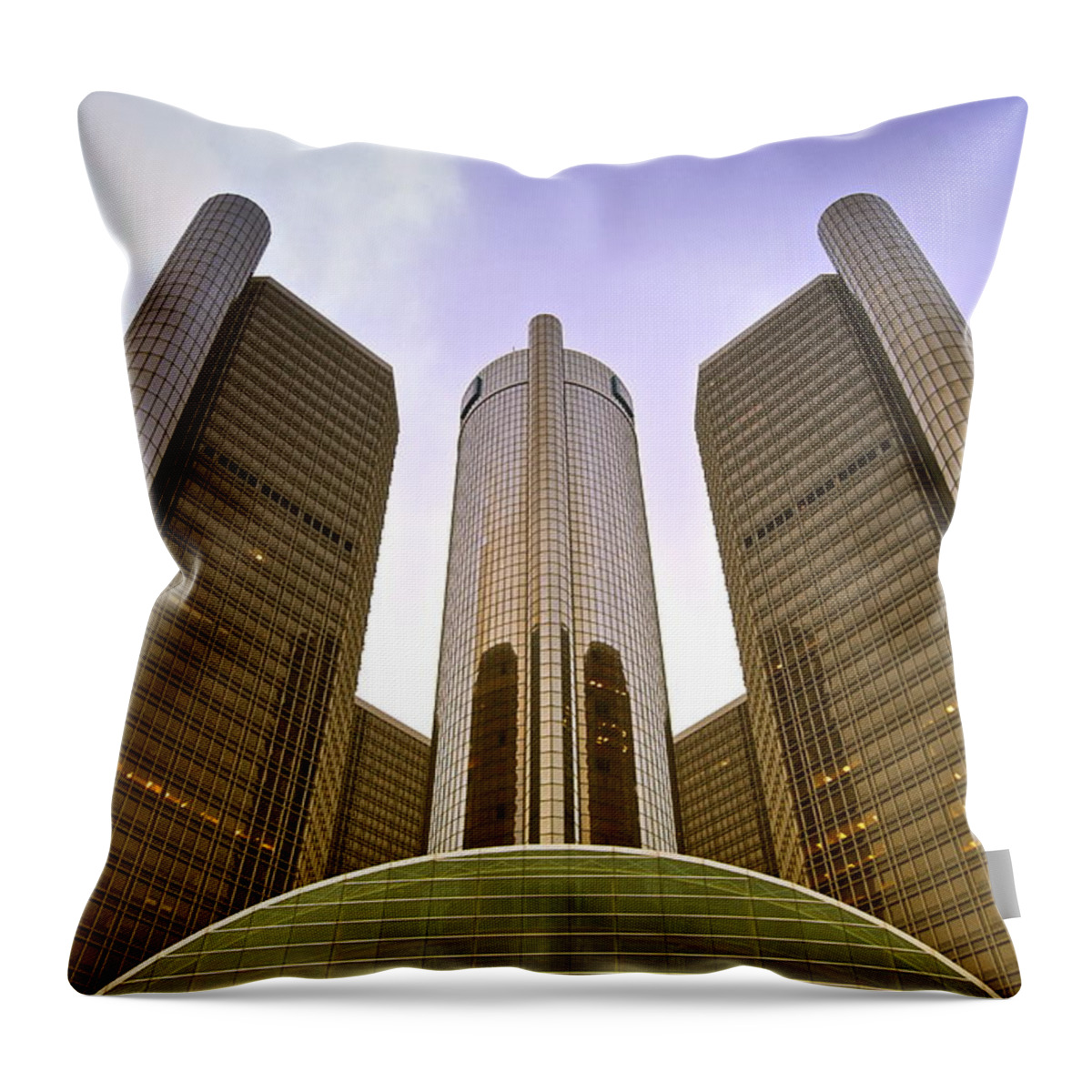 America Throw Pillow featuring the photograph Renaissance Center by Michael Peychich