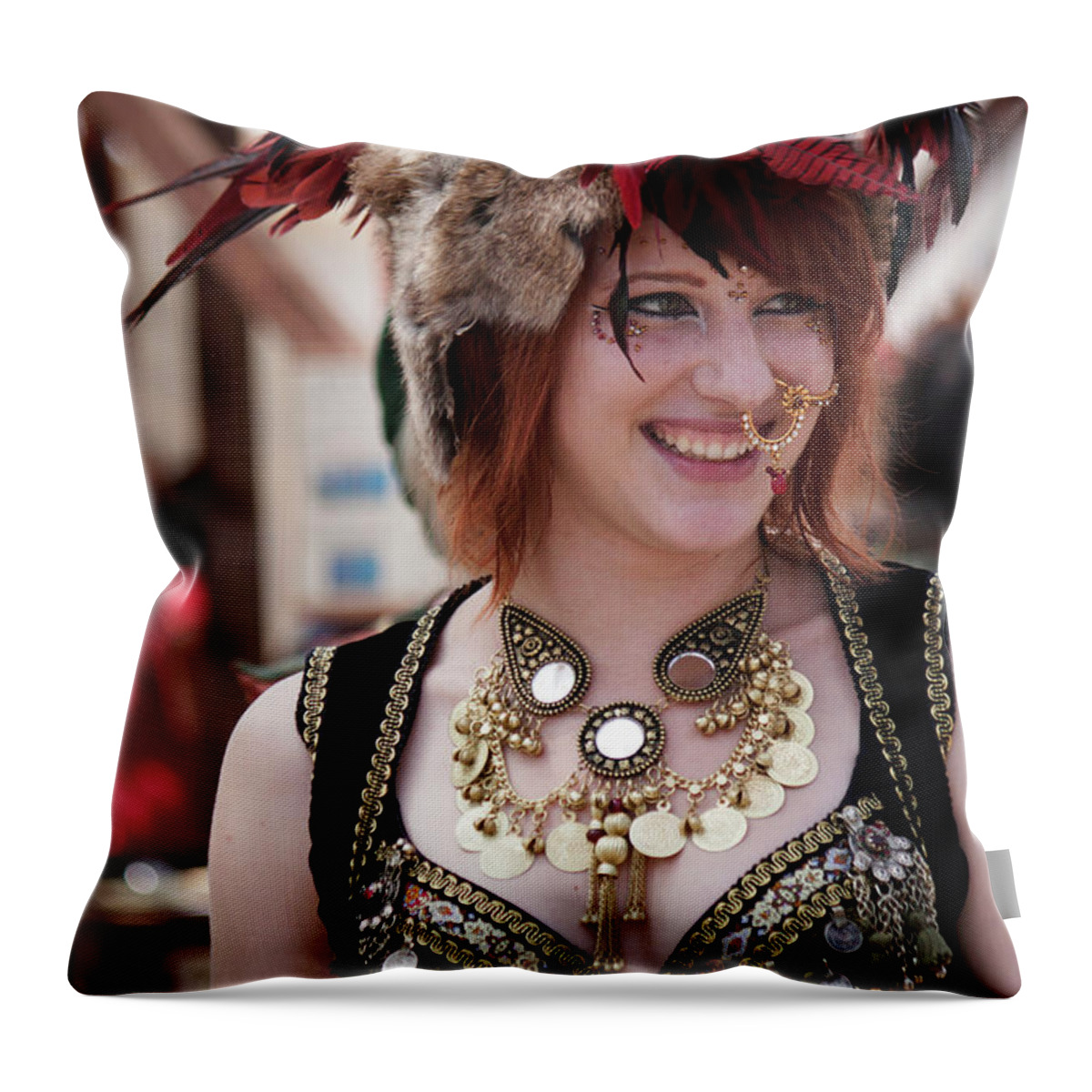 Reinanssance Girl Throw Pillow featuring the photograph Renaissance Girl by Ivete Basso Photography