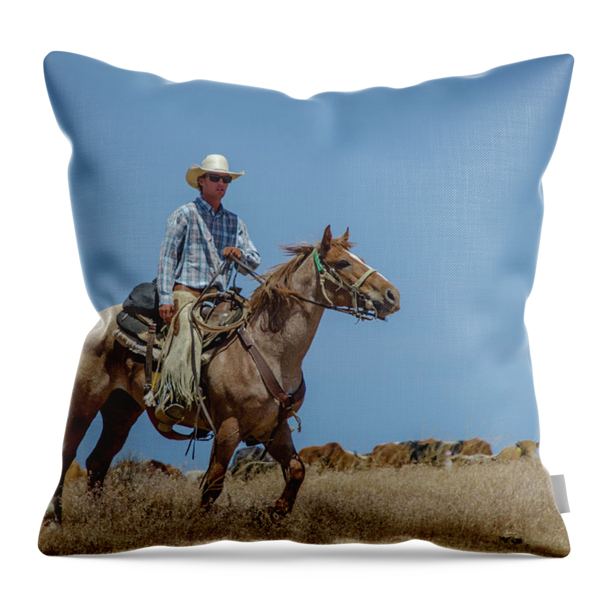 Reno Throw Pillow featuring the photograph Reno Cattle Drive 7 by Rick Mosher