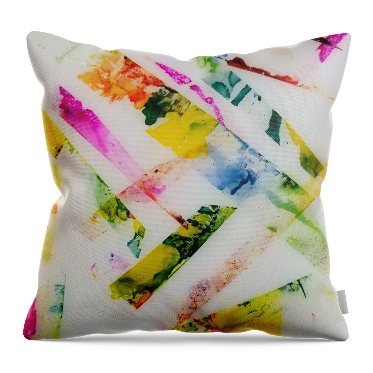 Alcohol Ink Throw Pillow featuring the painting Repurposed Tape by Donna Perry