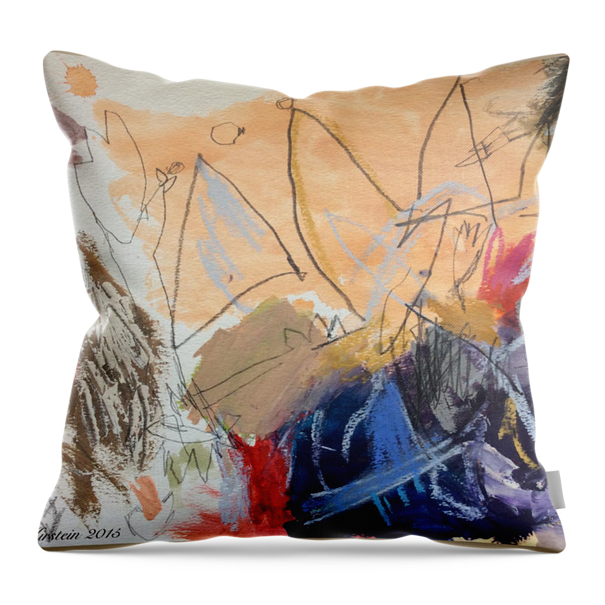 Requiem Throw Pillow featuring the mixed media Requiem 3 by Janis Kirstein
