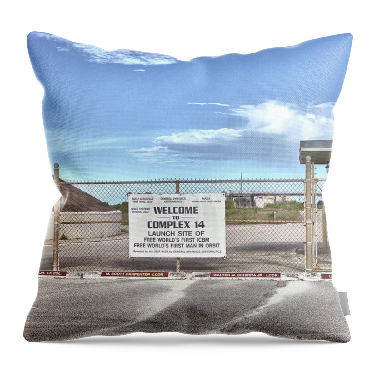 13750 Throw Pillow featuring the photograph Reserved Parking at Pad 14 by Gordon Elwell