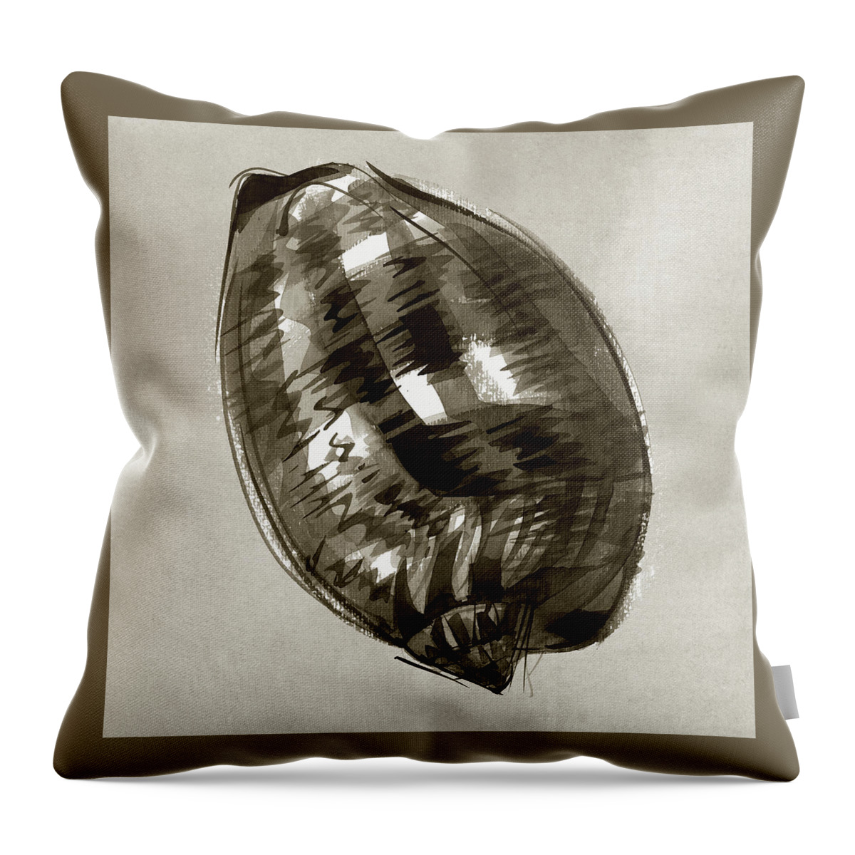 Seashell Throw Pillow featuring the painting Reticulated Cowrie by Judith Kunzle