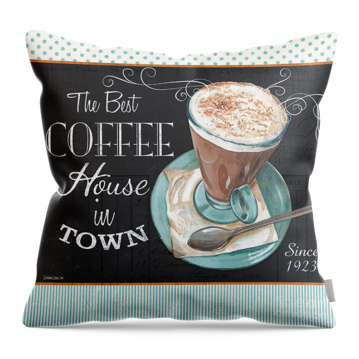 Coffee Throw Pillow featuring the painting Retro Coffee 2 by Debbie DeWitt