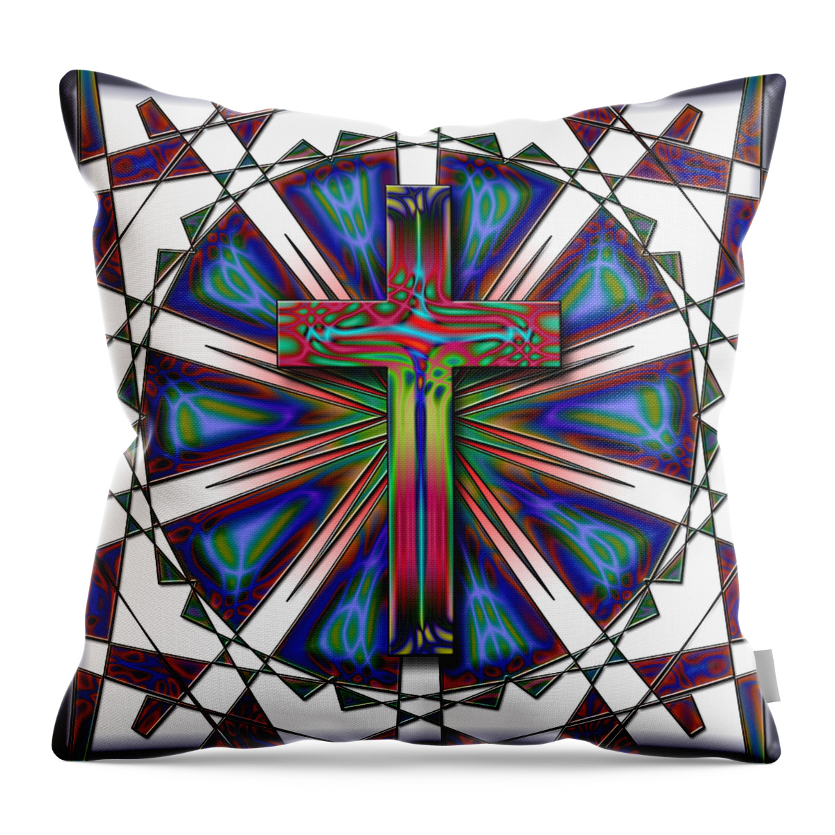  Throw Pillow featuring the digital art Retro Cross by David G Paul