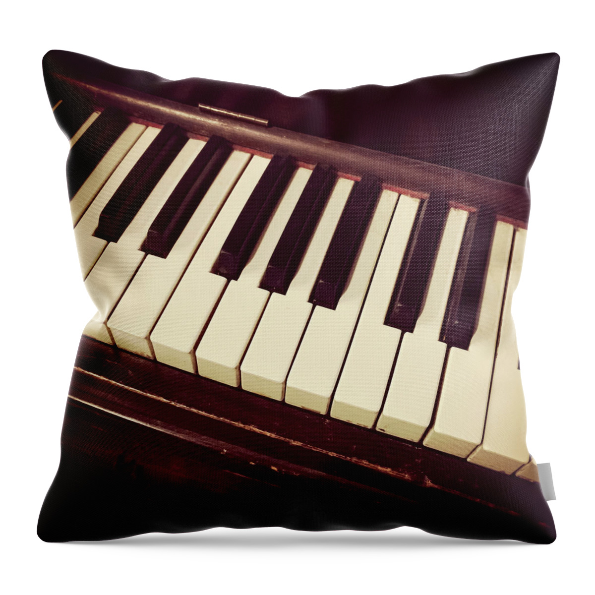 Piano Throw Pillow featuring the photograph Retro piano keys by GoodMood Art