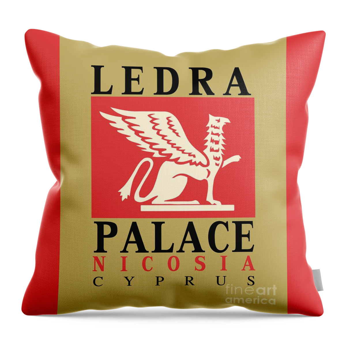  Throw Pillow featuring the digital art Retro vintage Ledra Palace Hotel Nicosia Cyprus by Heidi De Leeuw