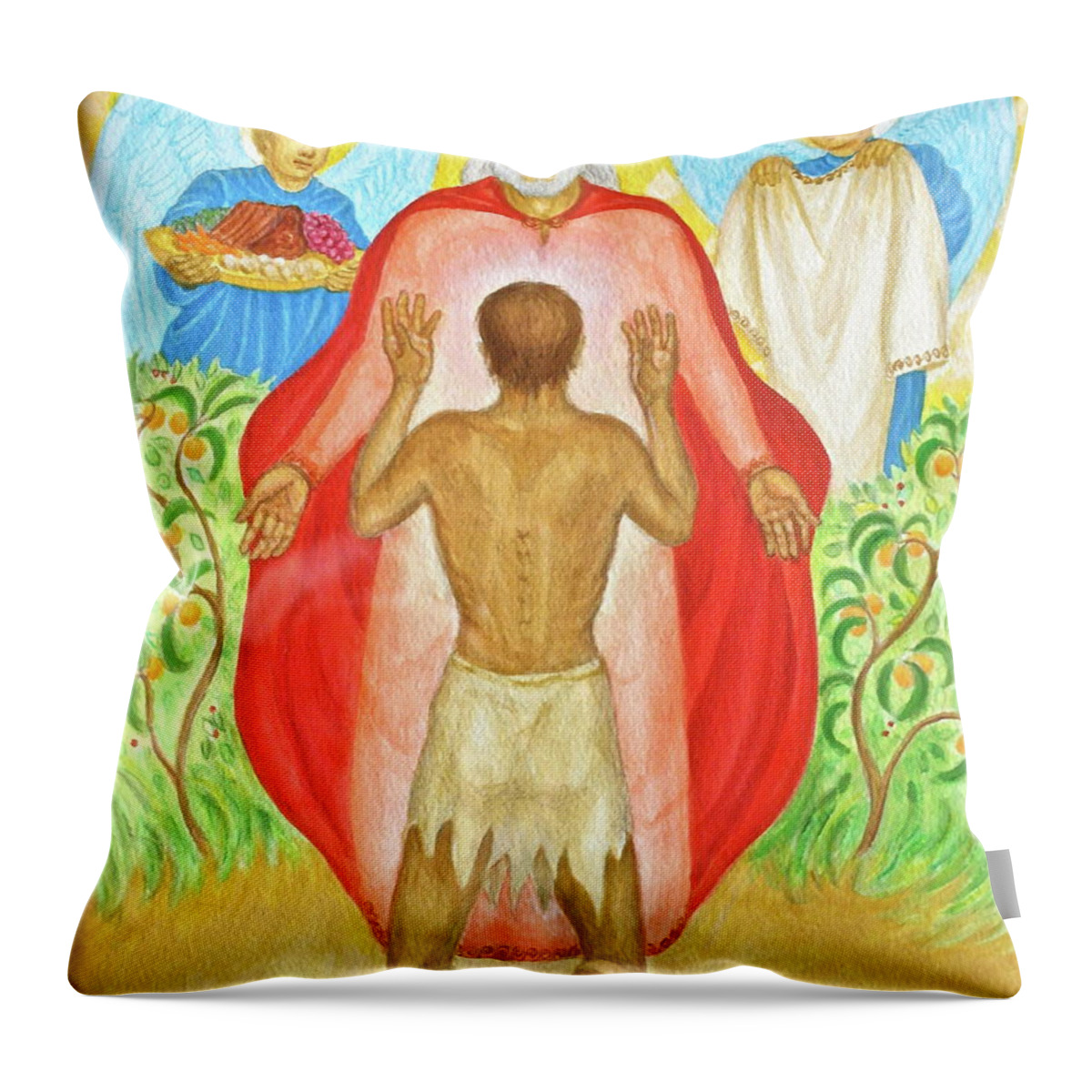Prodigal Son Throw Pillow featuring the painting Return of the Prodigal Son by Michele Myers