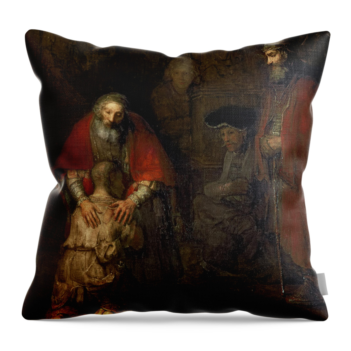 Return Throw Pillow featuring the painting Return of the Prodigal Son by Rembrandt Harmenszoon van Rijn
