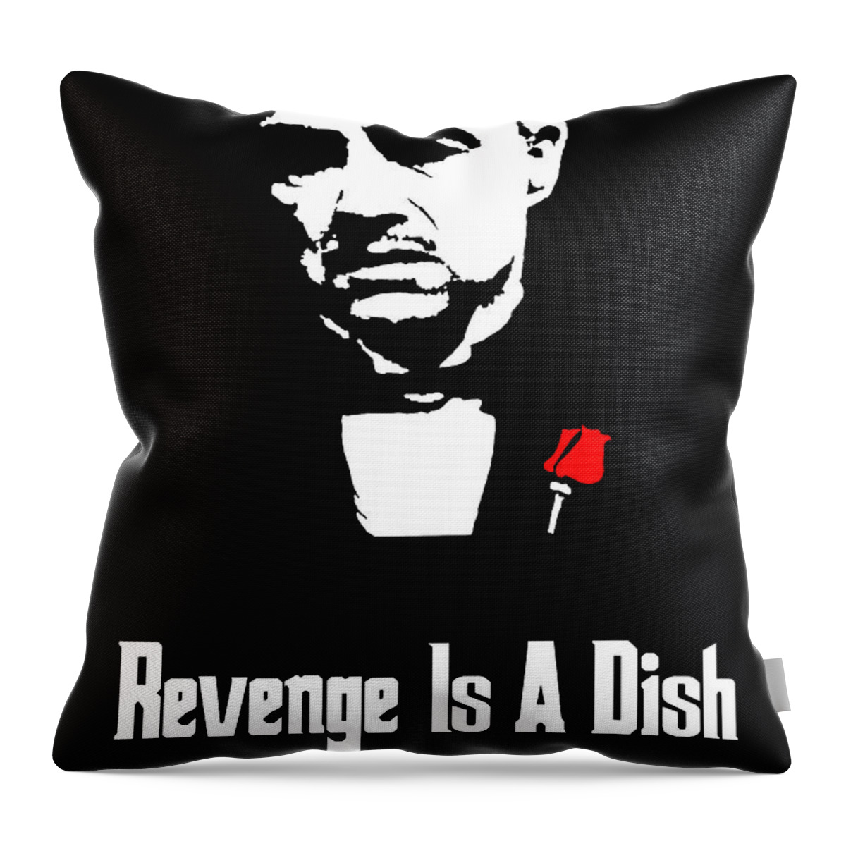 Vito Corleone Throw Pillow featuring the painting Revenge Is A Dish Best Served Cold - The Godfather Poster by Beautify My Walls