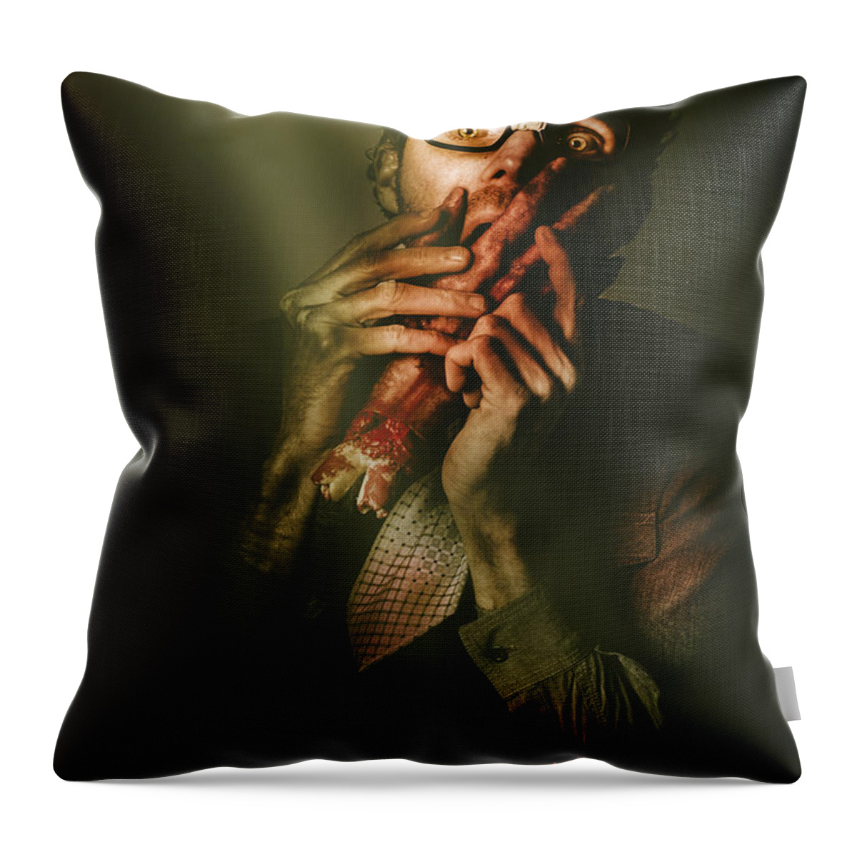 Horror Throw Pillow featuring the photograph Revenge of the nerd by Jorgo Photography