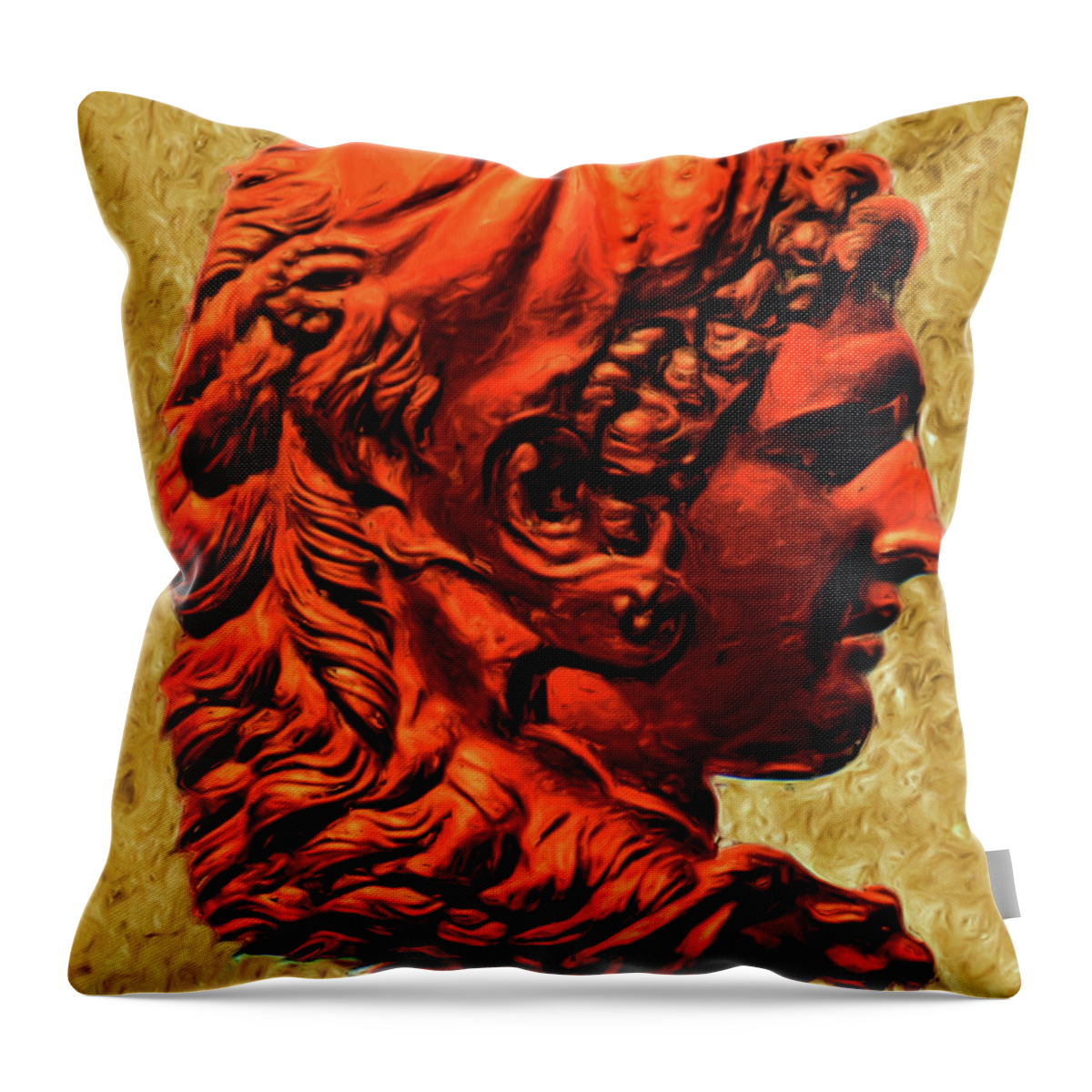 Troy Capeton Alexander The Great Profile Modern Macedonian European Culture General Victory Throw Pillow featuring the painting Reverse Profile of Alexander by Troy Caperton