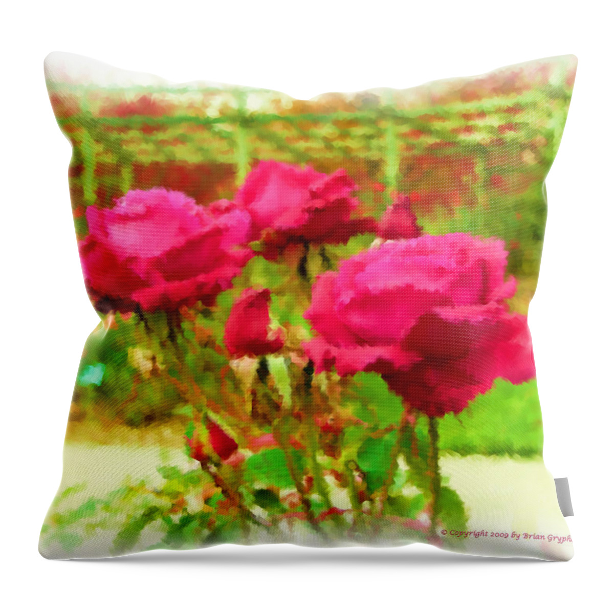 Rose Throw Pillow featuring the digital art r.'Forgotten Dreams' by Brian Gryphon