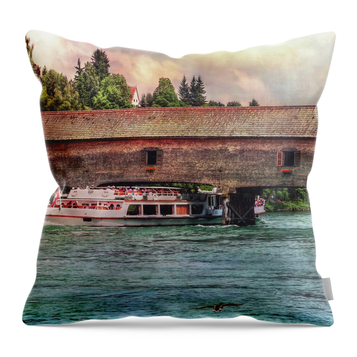 Switzerland Throw Pillow featuring the photograph Rhine Shipping by Hanny Heim