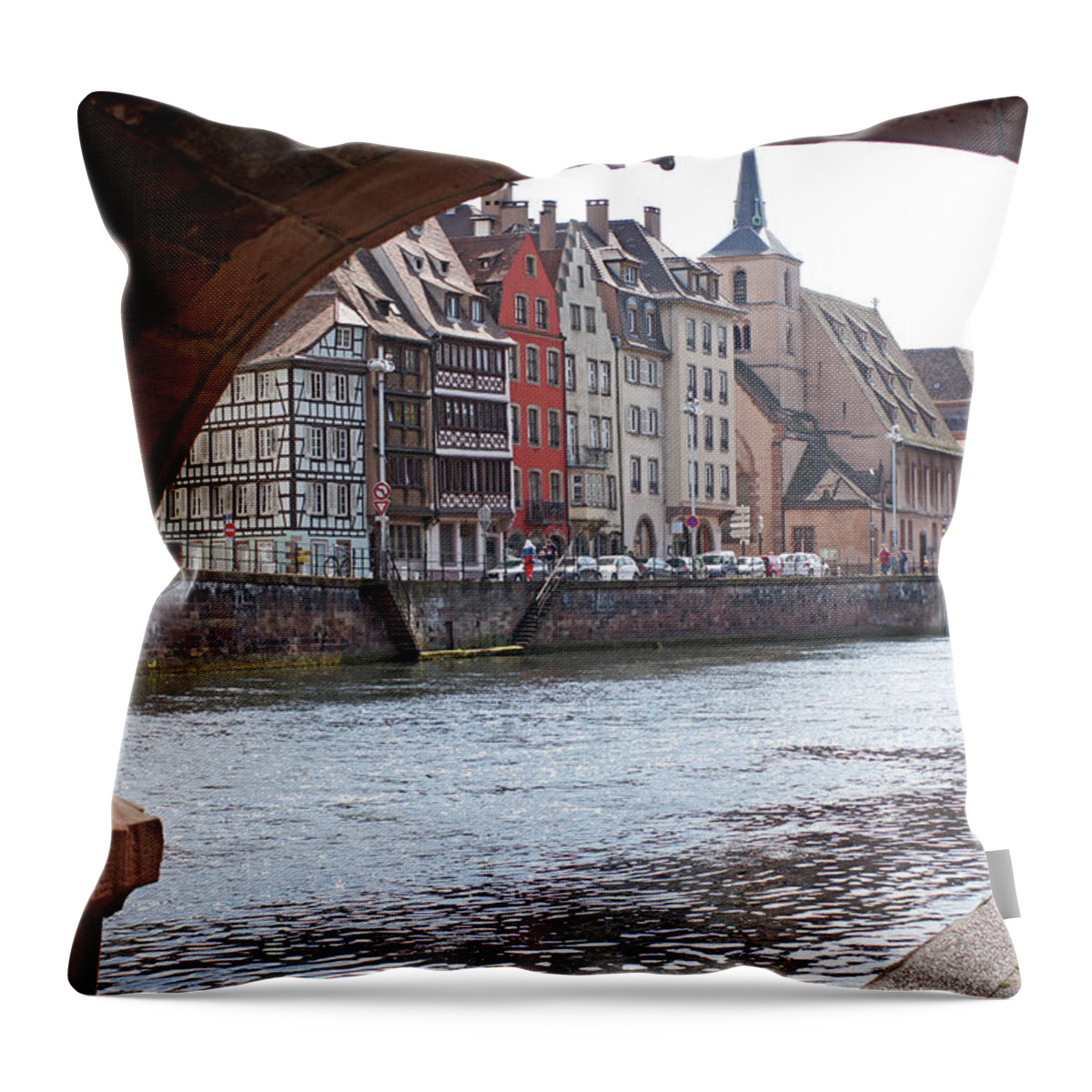  Throw Pillow featuring the photograph Rhine River 29 Strasbourg by Steve Breslow
