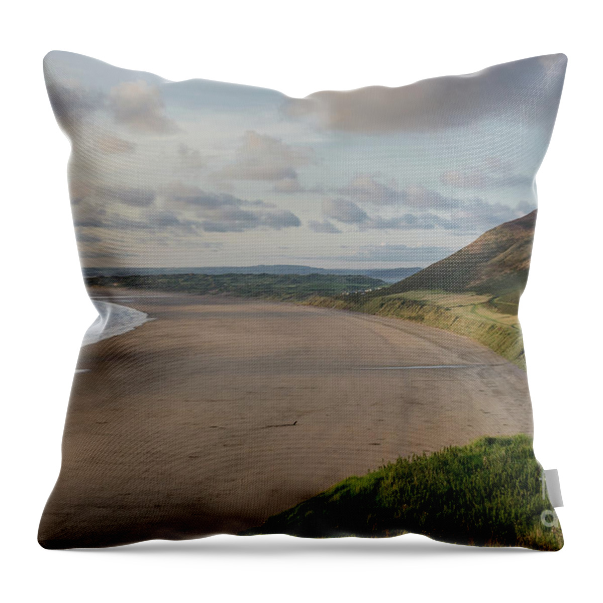 Sunset Throw Pillow featuring the photograph Rhossili Bay, South Wales by Perry Rodriguez
