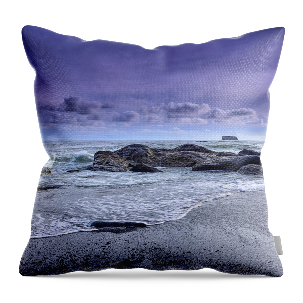 Rialto Beach Throw Pillow featuring the photograph Rialto Beach Drama by Spencer McDonald