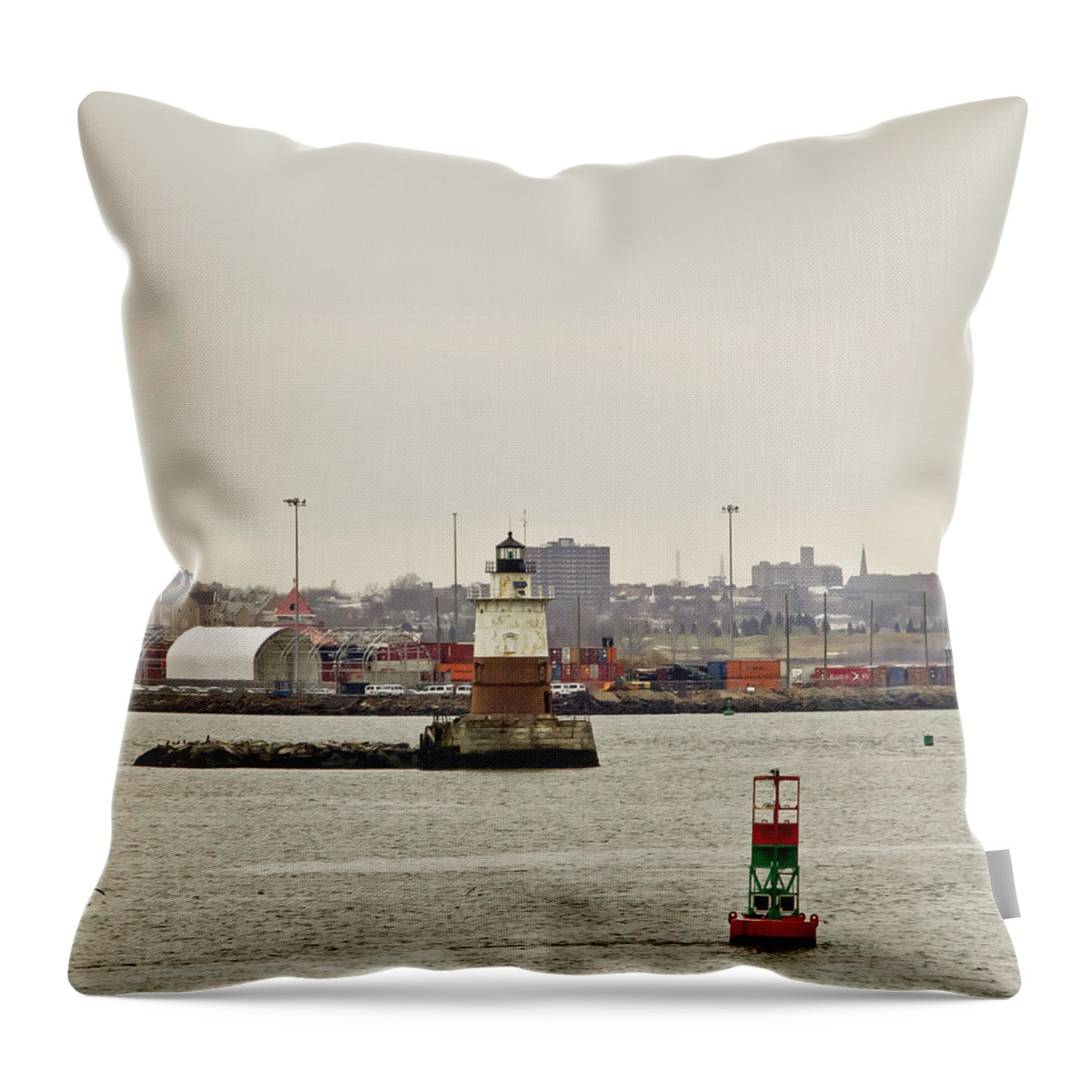 Lighthouse Throw Pillow featuring the photograph Ribbons reef lighthouse. by Elena Perelman