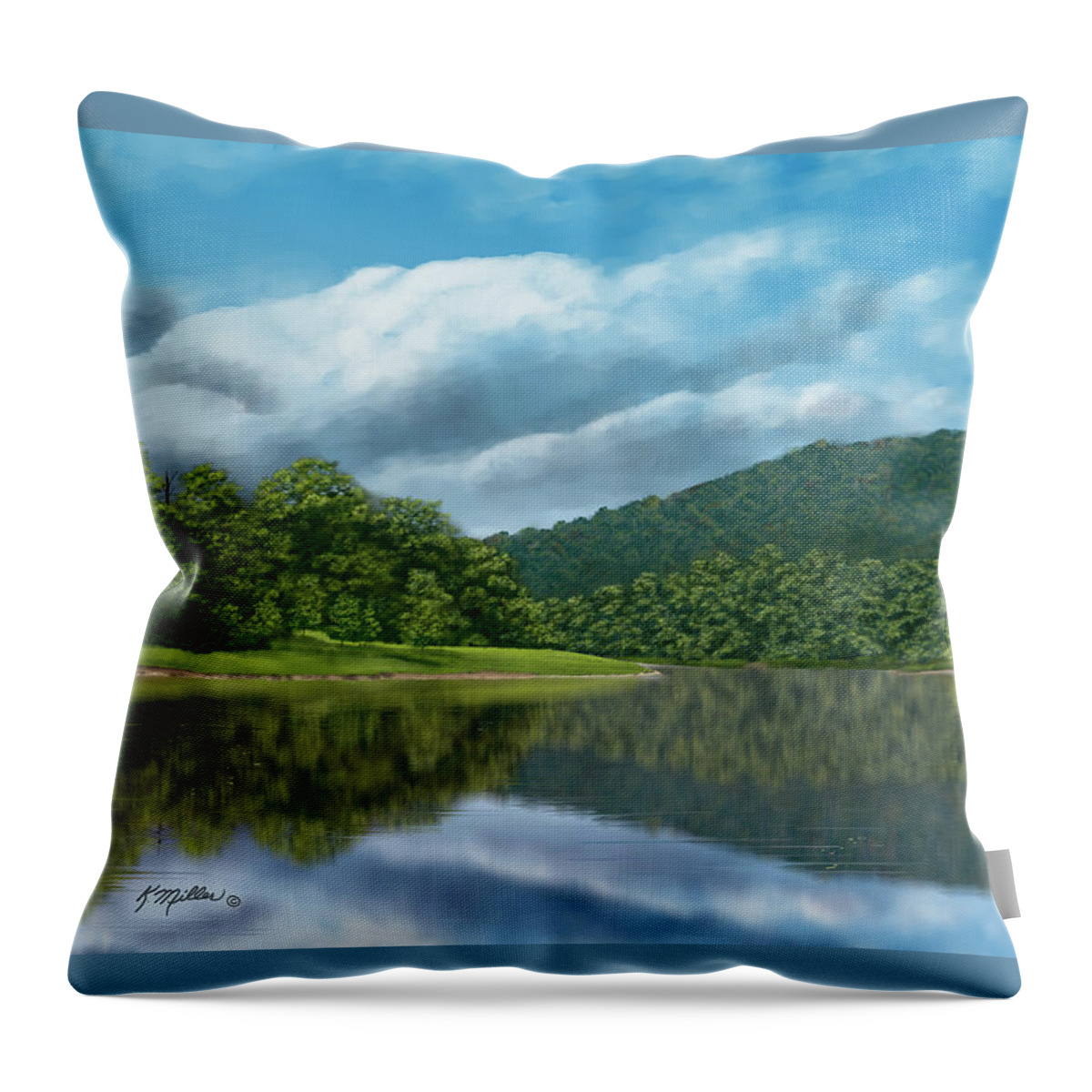 River Throw Pillow featuring the painting Riberbank by Kathie Miller