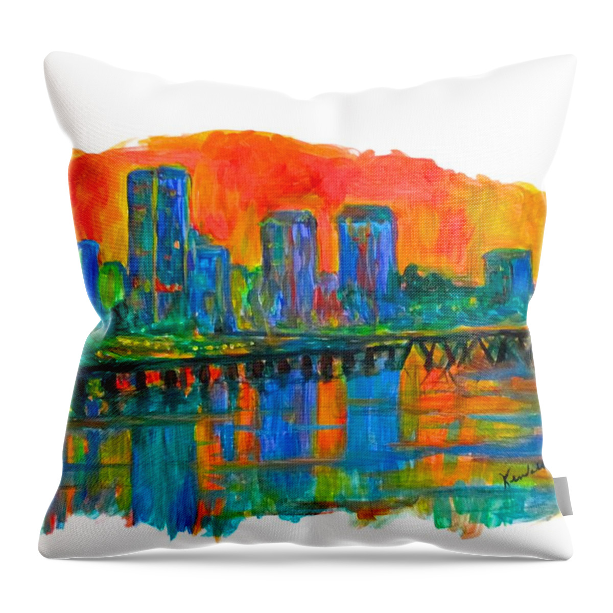 City Sunsets For Sale Throw Pillow featuring the painting Richmond Gold by Kendall Kessler