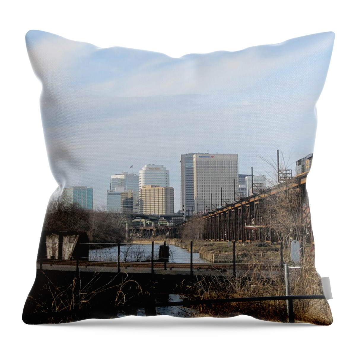  Throw Pillow featuring the photograph Richmond Virginia Skyline by Digital Art Cafe