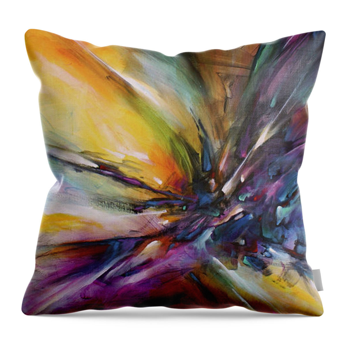 Abstract Throw Pillow featuring the painting 'Ricochet ' by Michael Lang