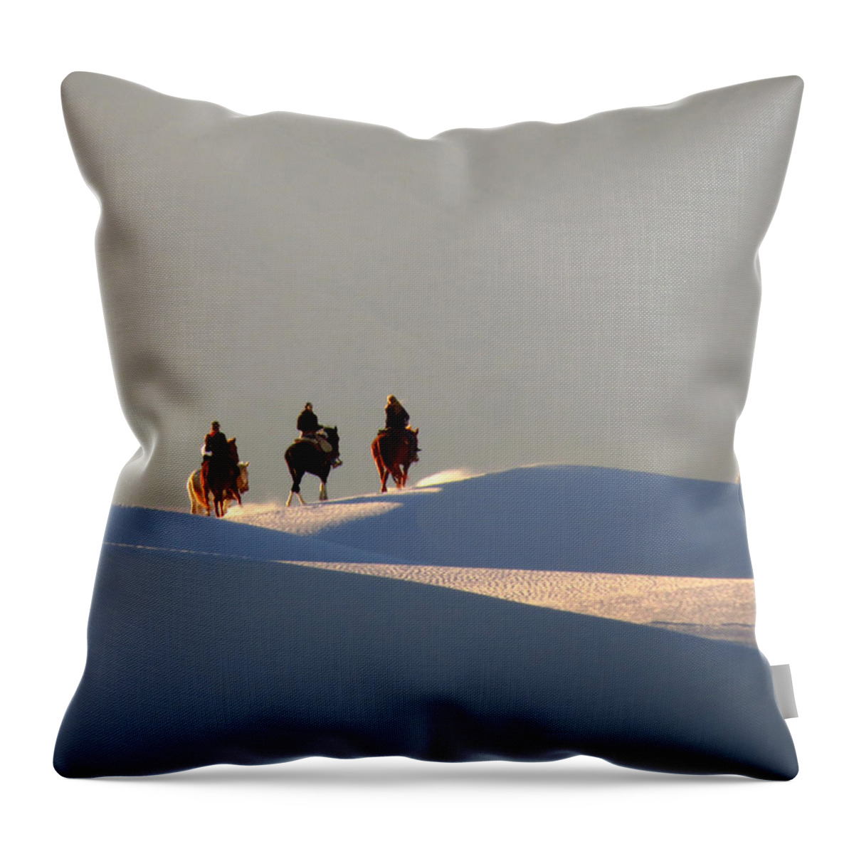 Horse Riders Throw Pillow featuring the photograph Riders in the Sand #2 by Cindy McIntyre