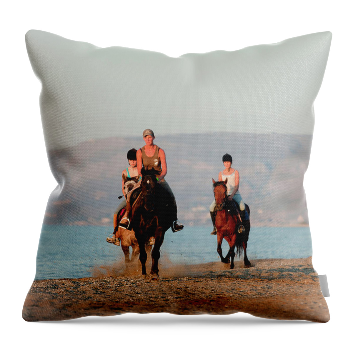 Horse Horseback Riding Throw Pillow featuring the photograph Riders on the Beach by Rich S