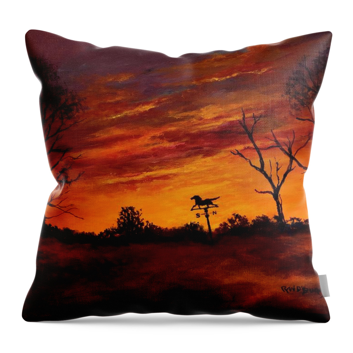 Sunset Throw Pillow featuring the painting Riding the Wind by Rand Burns