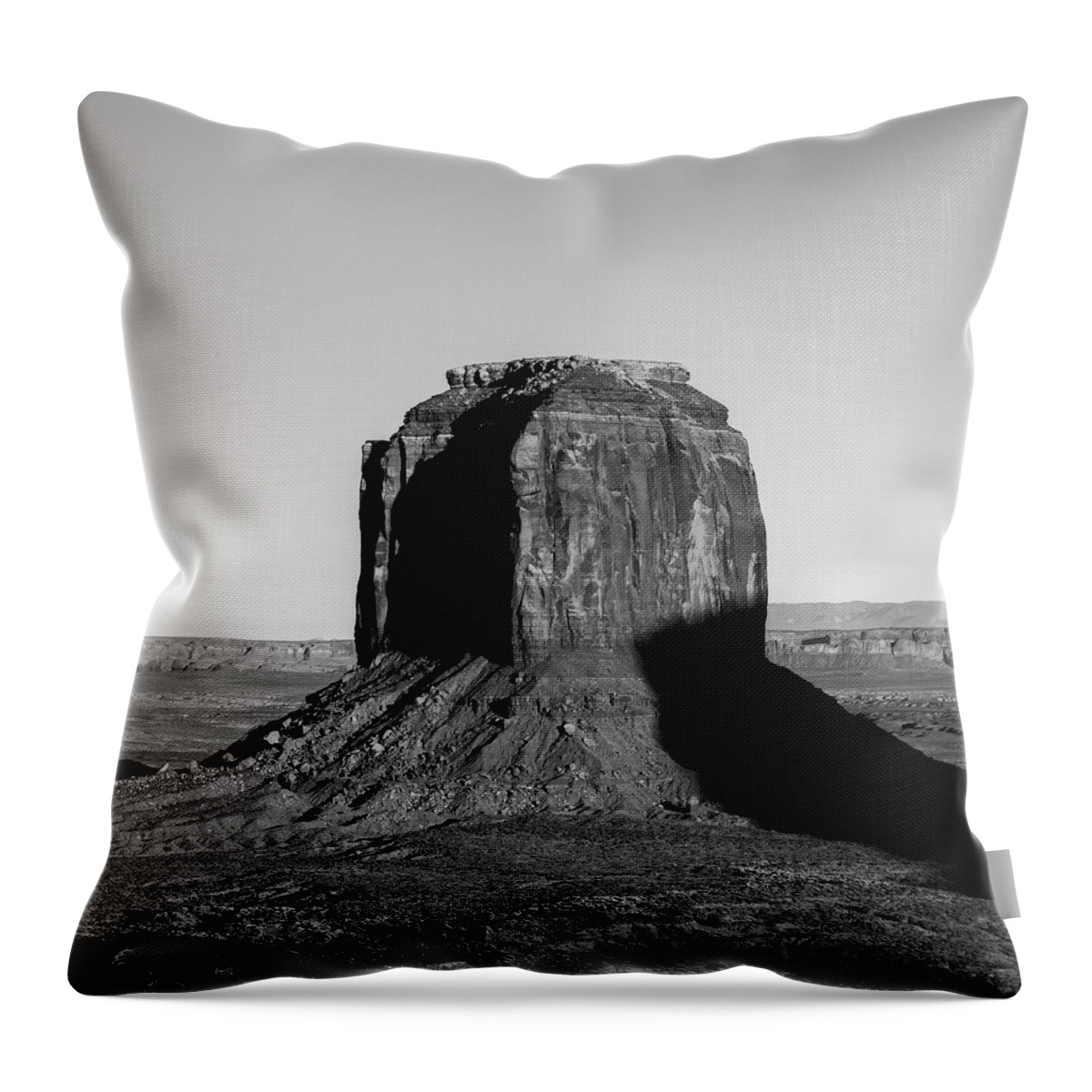 America Throw Pillow featuring the photograph Right Panel 3 of 3 - Monument Valley Buttes Panoramic Landscape at Sunset - Monochrome by Gregory Ballos
