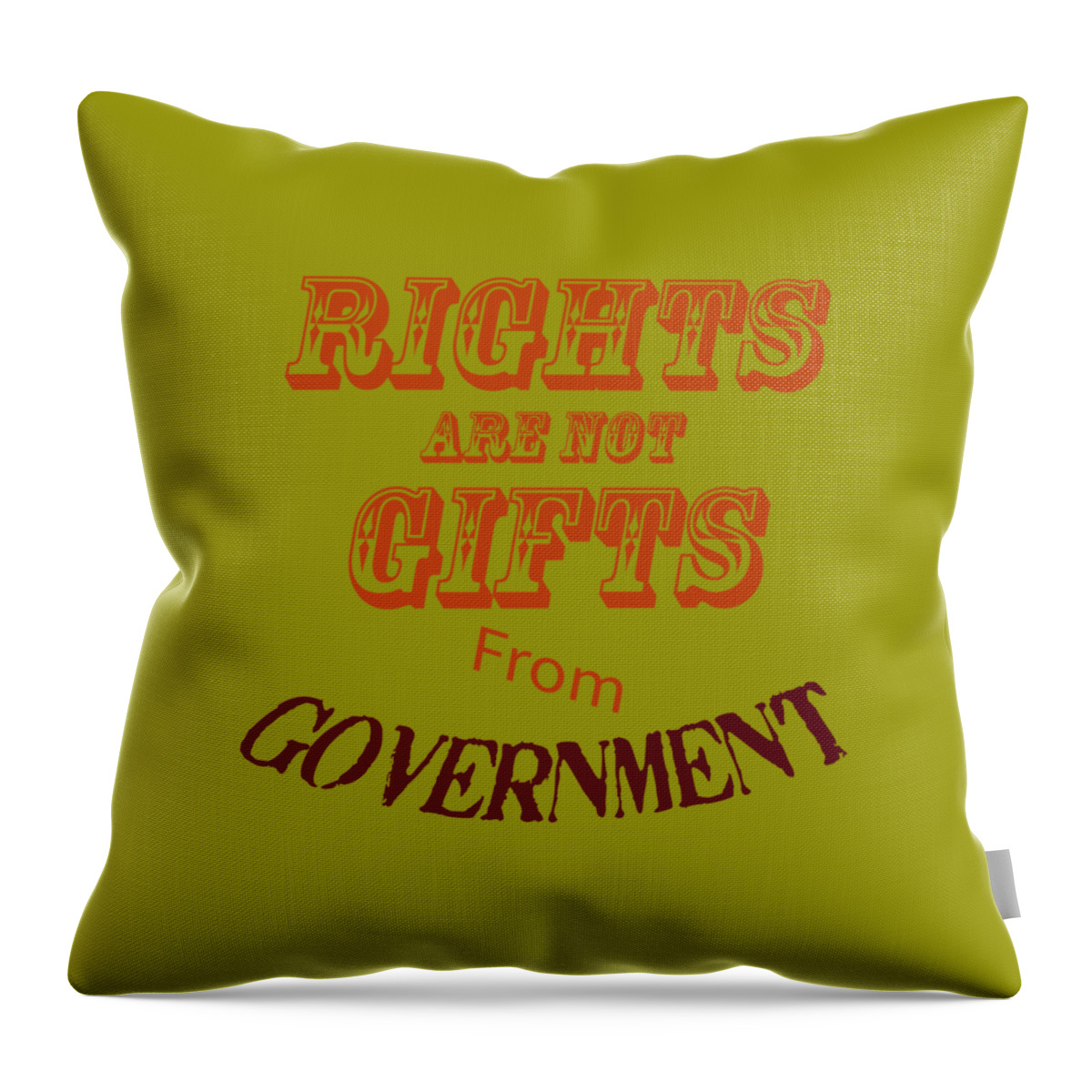 Inspirational Sayings; Life Quotes; Wise Sayings; Quotes And Sayings; People; Funky T Shirts; Struggle; Funny Sayings; T Shirt Saying; Funny Math Saying; Fun Shirts; Novelty Shirts Throw Pillow featuring the photograph Rights Aae NOT Gifts From Government 2004 by M K Miller