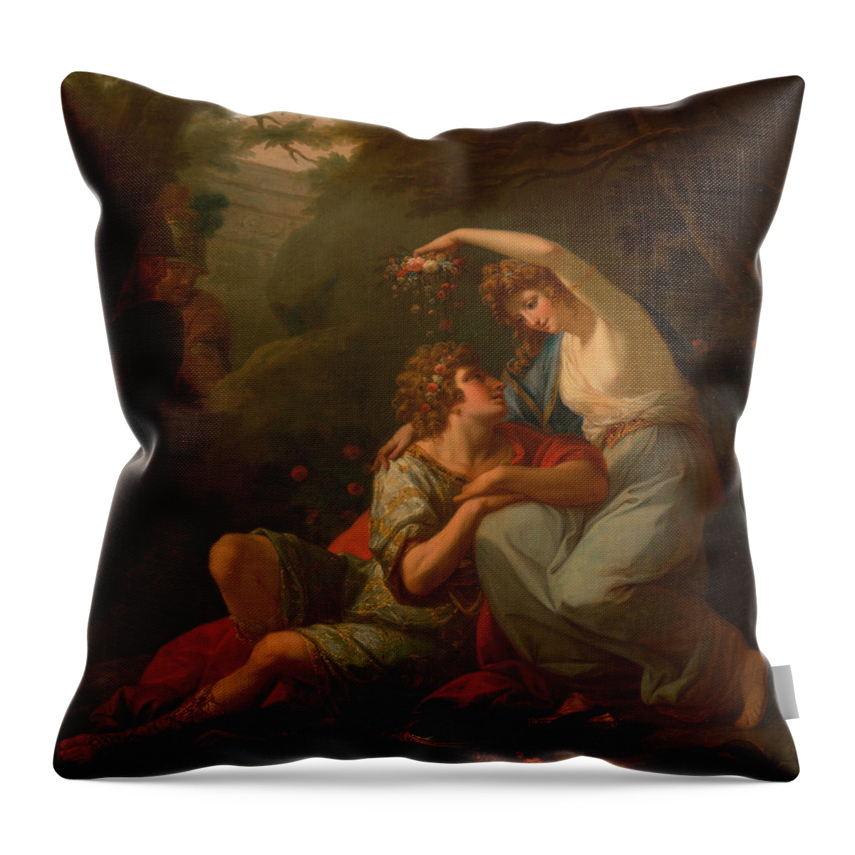 18th Century Art Throw Pillow featuring the painting Rinaldo and Armida by Angelica Kauffman