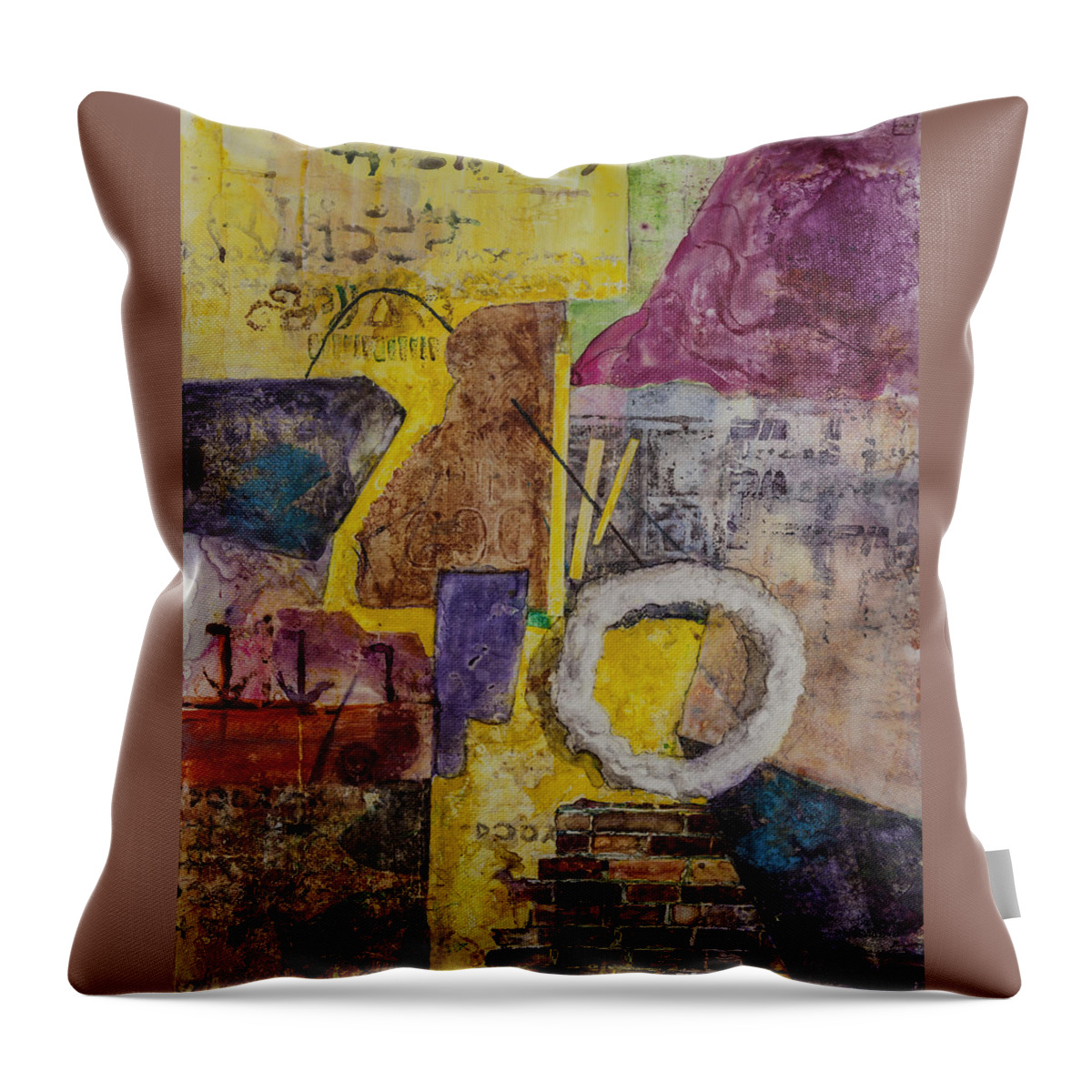 Abstract Throw Pillow featuring the painting Ring of Life by Gary DeBroekert