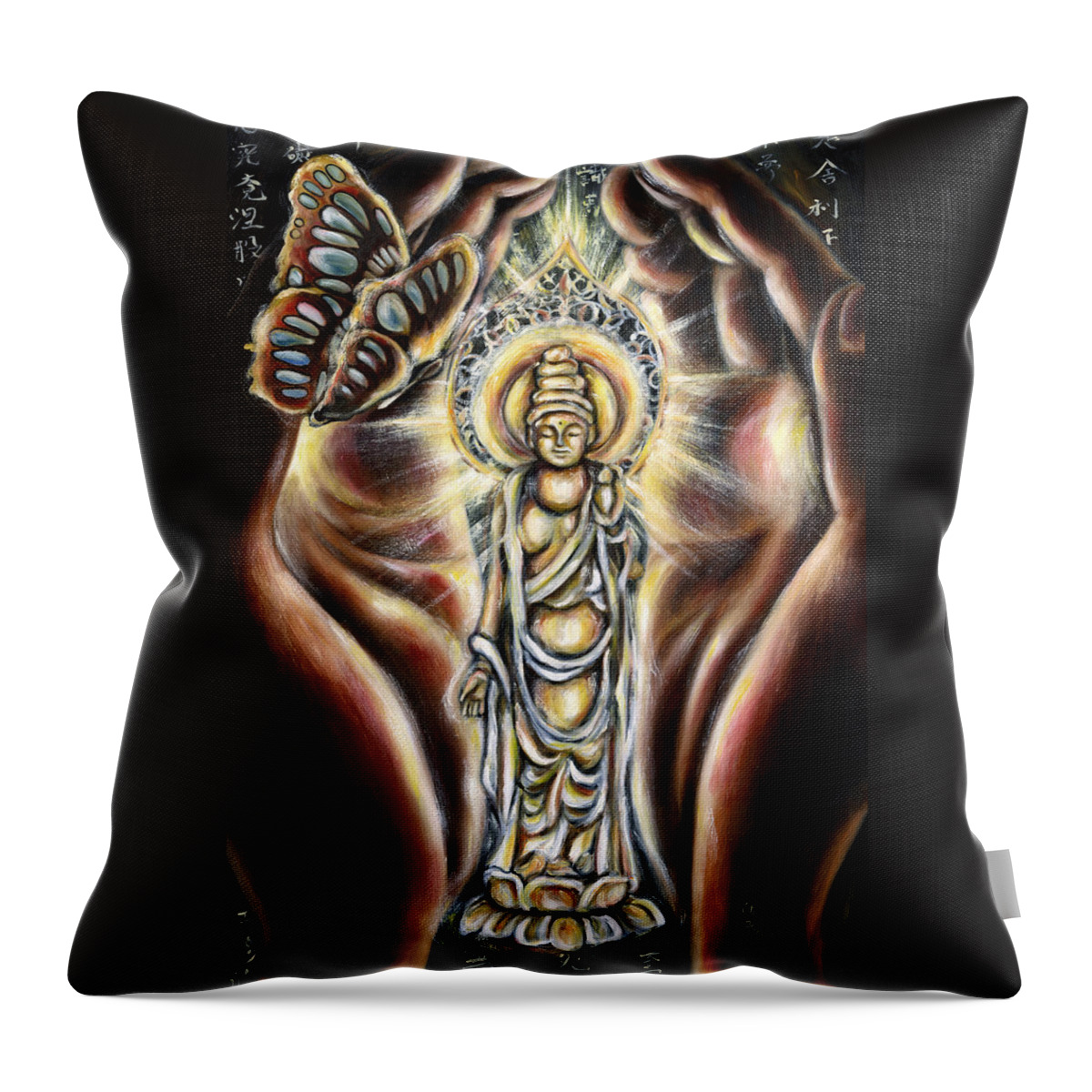 Butterfly Throw Pillow featuring the painting Rinne by Hiroko Sakai