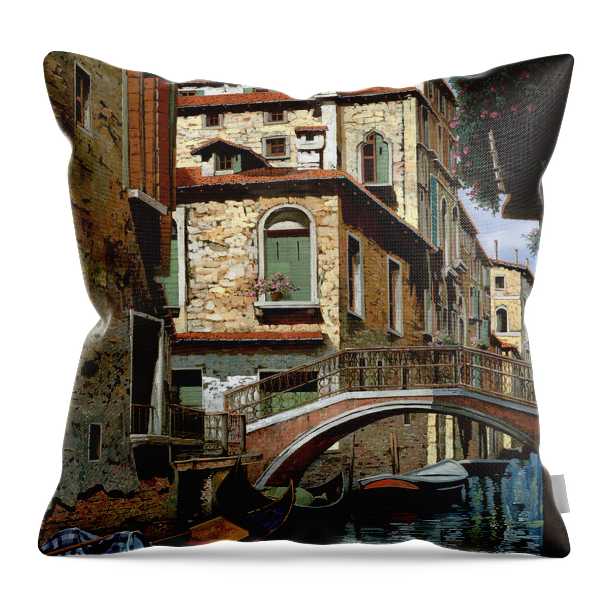 Venice Throw Pillow featuring the painting Rio Degli Squeri by Guido Borelli