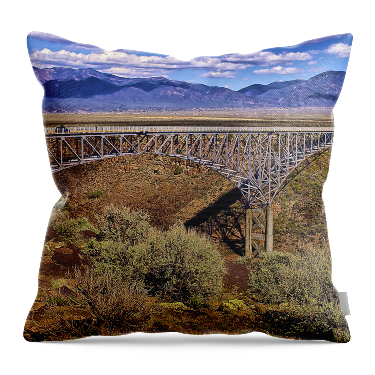 Architecture Throw Pillow featuring the photograph Rio Grand Gorge by Donald Pash